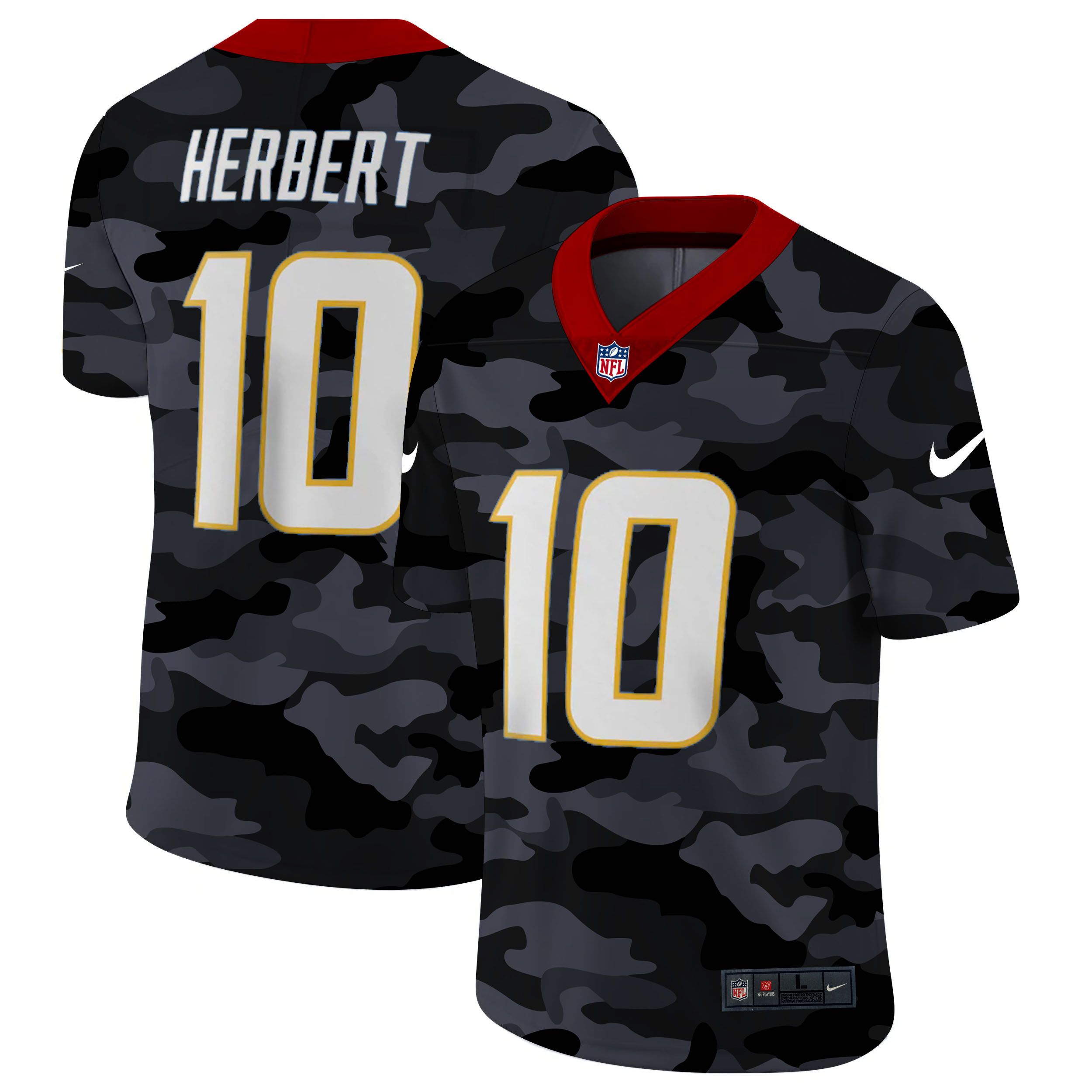 Men San Diego Chargers #10 Herbert 2020 Nike 2ndCamo Salute to Service Limited NFL Jerseys